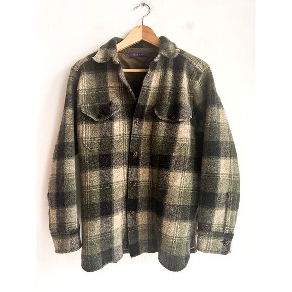 Ralph Lauren Purple Label 50th Anniversary Wool Cashmere Plaid Shacket  M - Picture 8 of 10